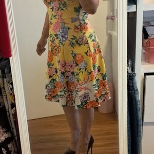 Danny & Nicole Yellow Floral Midi Dress